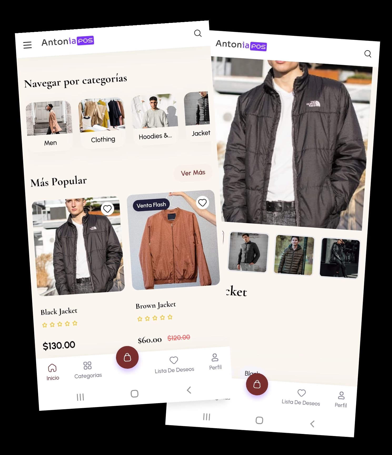 Antonia POS online store installed as an app on a customer's phone